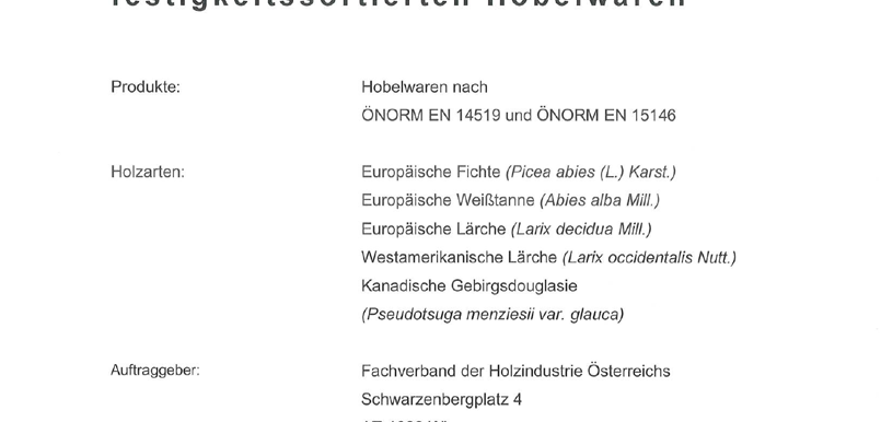 Prüfbericht CE Festigkeitssortierte Hobelware Screenshot 2026 02 09 133320
